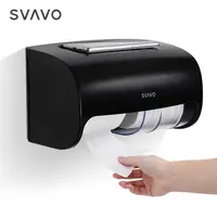 SVAVO שחור מלון אמבטיה כפולה טואלט גליל נייר בעל רקמות Dispenser עם טלפון מדף