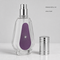 Flacon de parfum vide personnalisé en verre octogonal facetté avec bouchon en métal argenté, atomiseur rechargeable, vente en gros