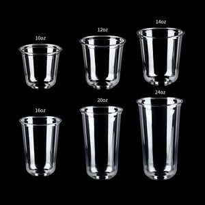 Vaso Transparente Esmerilado Personalizado de 350 ml con Impresión de Logotipo, Vasos Desechables en Forma de U para Té Boba, Jugos y Bebidas, Moldeados por Inyección de PP - Product Image 1