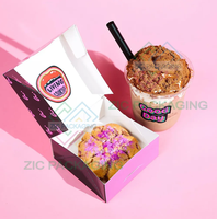 Boîte d'emballage en carton auto-érectible en matériaux recyclés avec logo personnalisé, biodégradable, pliable, pour gâteaux, biscuits, beignets, vente en gros