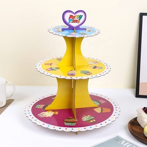 Rak Pajangan Kue Kertas Sekali Pakai 3 Tingkat dengan Kantong Opp untuk Dekorasi Pesta Ulang Tahun - Product Image 3