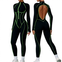 Vêtements personnalisés de haute qualité en nylon pour femmes, combinaison active extensible à séchage rapide et respirante à manches longues avec fermeture éclair pour la salle de sport et le fitness