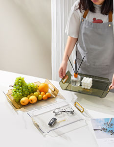 Premium Multi Purpose Nordic Decoration Rectangulaire PET Salon Snack Assiette Plateau de Service avec Poignée - Product Image 1