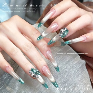 Paso Sico Ice Sea Blue Solid Glass Crystal Paved Rhinestone Nail Art Charm Super-Flashy No Back Setting-Egg-Shaped Long Straight - Product Image 3
