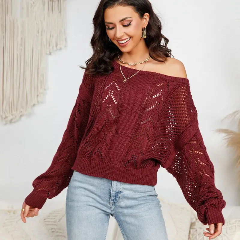 Factory direct Hot sale Loose Shoulder Drop Women's Sweater European American Spring 2023 Comfort Holiday Style Knitted Sweater