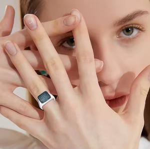 Đồ trang sức mỹ 925 Sterling Bạc Hình Học Vuông <span class=keywords><strong>Turquoise</strong></span> Đá Nhẫn cho phụ nữ - Product Image 3