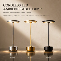 Lampe de table sans fil rechargeable 2000 mAh, commande tactile, température de couleur réglable, lumière d'ambiance pour bar et restaurant