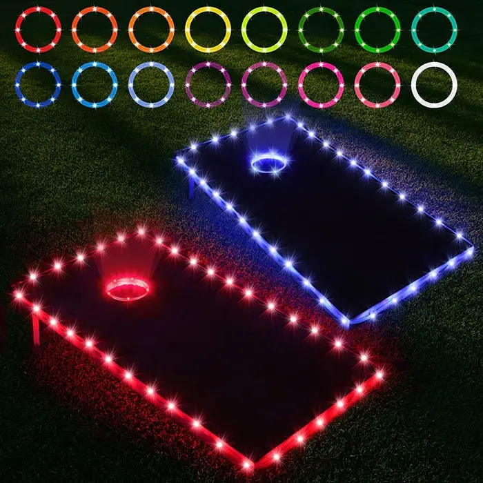 Juego de jardín Led Board Corn Hole Lights 16 colores cambian Control remoto Cornhole Lights para Hole and Board