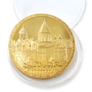 Moneda de Oro Islámica de 18K y 24K, Metal conmemorativo personalizado de Dubái