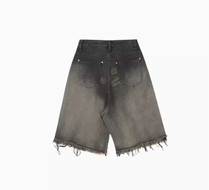 Mùa Hè Số Lượng Cao Đường Phố Retro Rửa Đau Khổ Denim <span class=keywords><strong>Jans</strong></span> Quần Short Quần Lỏng Cho Nam Giới Quá Khổ - Product Image 1