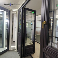 Meilleures portes en aluminium à double battant avec verre antique véritable et grille en verre intégrée, en vente directe du fabricant