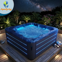 Bain à remous de luxe autoportant pour 6 personnes, spas extérieurs, bacs à remous Jacuzzi avec 104 jets de massage et bordure LED