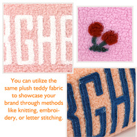 Sac Cosmétique Teddy Floral Personnalisé Fluffy Plush Voyage Pochette avec Broderie Cerise Logo