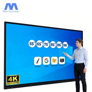 หน้าจอสัมผัสแบบอินเทอร์แอคทีฟ MIDA ขนาด 55 65 75 85 86 98 110 นิ้ว ความละเอียด 4K UHD ระบบปฏิบัติการ Android 12/13/14/15 และ Windows 10/11 พร้อม OPS สำหรับไวท์บอร์ดแบบอินเทอร์แอคทีฟ - Product Image 1