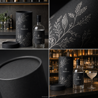 Tube en papier noir cylindrique vertical empilable avec couvercle séparé pour la livraison d'alcool en ligne (e-commerce)