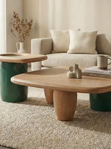 Ensemble de tables basses en bois massif de style Japandi moderne, forme organique, tables gigognes design, texture naturelle, <span class=keywords><strong>table</strong></span> centrale pour salon - Product Image 4