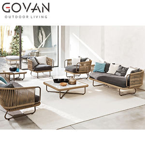 Ensemble de canapé d'extérieur moderne et élégant à trois places, coussins résistants à l'eau, <span class=keywords><strong>GOVAN</strong></span> GA-VA741, aluminium thermolaqué, taille personnalisable - Product Image 2