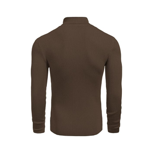 Suéter de cuello alto ajustado y acanalado para hombre, tejido elástico, manga larga, cálido para invierno, para uso casual o de oficina. - Product Image 2