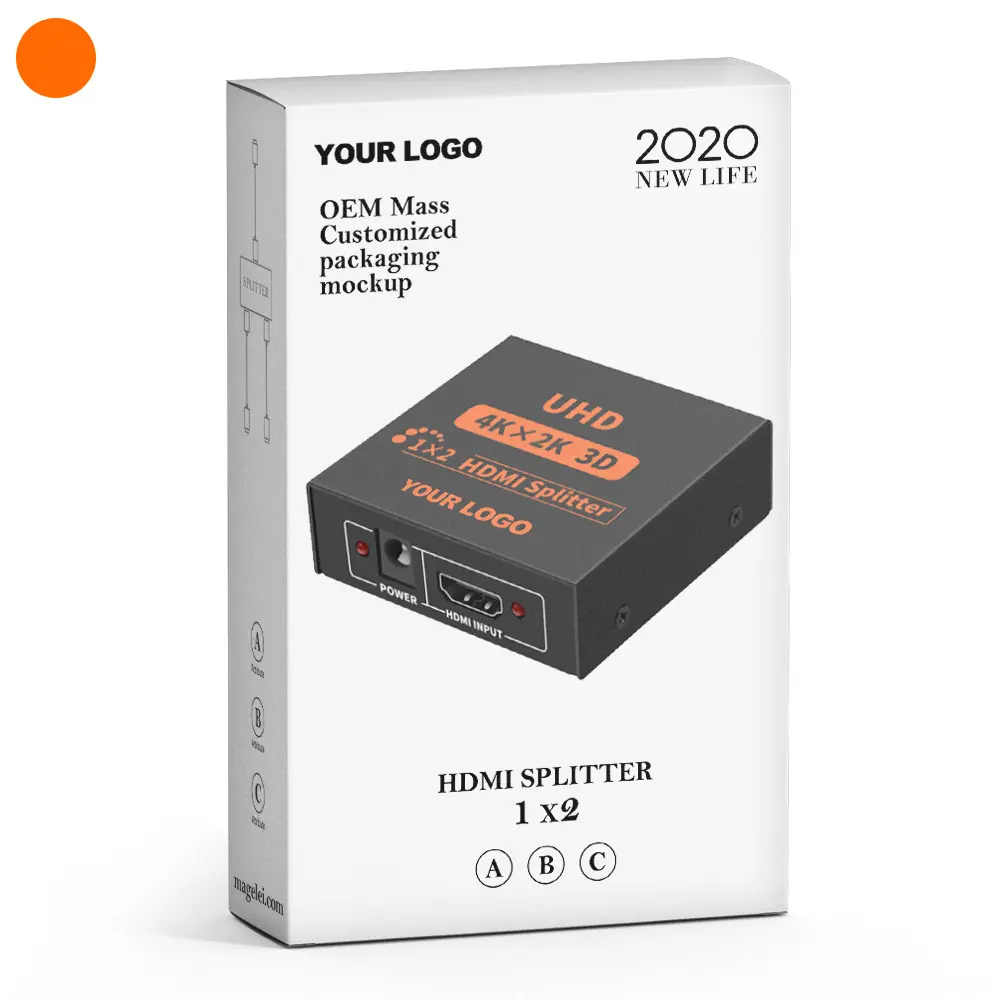 Pembagi HDMI 1 In 2 Out UHD Hdmi Distributor 4K * 2K Hdmi Splitter 1X2 dengan Daya