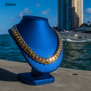 Cadena Cubana de Plata 925 con Baño de Oro de 18k de Alta Calidad al por Mayor, Joyería Hip Hop, Cadena Cubana Miami de 20mm - Product Image 3