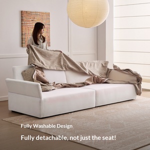 French Style Straight Fabric <b>Sofa</b>, Down Filled Washable Linen Texture Couch <b>for</b> Small Living Room Home Use - Product Image 4