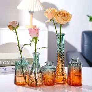 Vas kaca transparan berwarna terlaris, karangan bunga hidroponik, kerajinan dan ornamen rumah