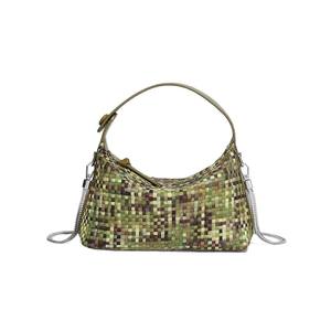 Sac seau tissé en denim grande capacité, design de niche, style vacances, sac à main avec doublure en polyester, fermeture éclair sous l'épaule, nouveauté - Product Image 5