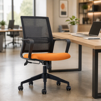 Chaise de bureau élégante et moderne, pivotante, ergonomique, réglable en hauteur, avec base en nylon et dossier en maille rouge, pour la maison, l'école et l'hôtel