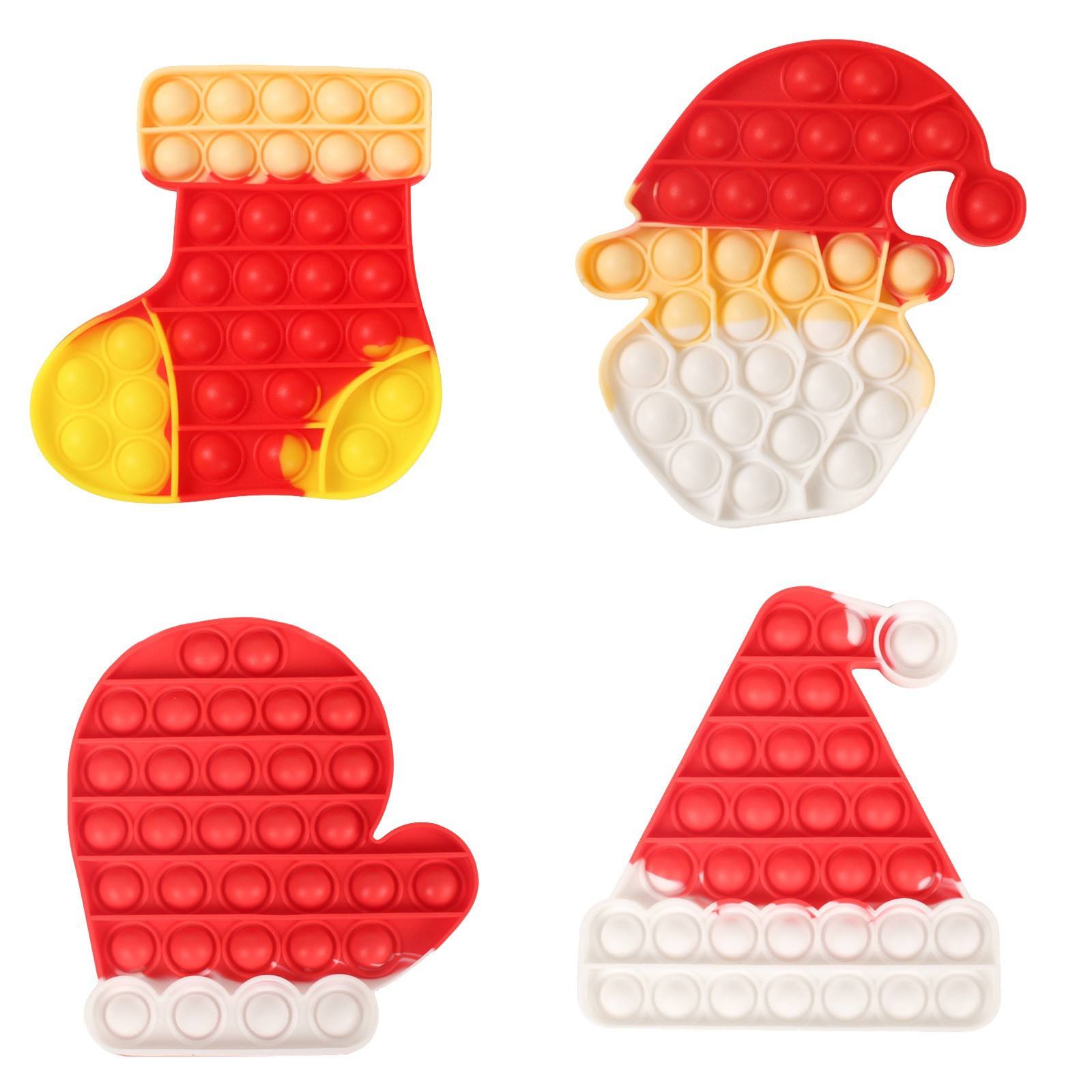 Wholesale Christmas Santa Silicone Toys Push Pop Bubble Chessboard Sensory Fidget Toy for Kids Stress Relief Gift