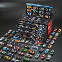 Boîte de rangement pour jouets classiques, collection de 48 mini voitures miniatures en métal, conteneur, voitures en étain à tirer en arrière, club de course en alliage, plastique, transport