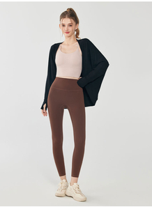 El más nuevo lujo mujeres Casual Modal frente abierto cárdigan pulgar agujero drapeado Yoga Pilates ropa exterior moda Yoga Top - Product Image 4