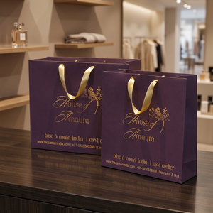 Custom Luxury <b>Gift</b> <b>Paper</b> <b>Bags</b> with Metallic Foil Branding Ribbon Handles for Jewellery Fashion Boutique Shopping and Premium Ret - Product Image 3