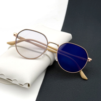 Lunettes photochromiques rondes simples pour femmes, verres à changement rapide de couleur, anti-reflet bleu, monture métallique, pour ordinateur