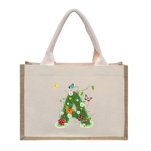 Factory Wholesale <b>Canvas</b> Wilden Handle Tote <b>Bags</b> Eco-Friendly Custom Printed Logo Gunny Burlap Jute Tote For Shopping - Product Image 5