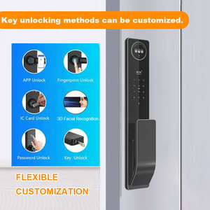 ट्या रिमोट कंट्रोल स्मार्ट डोर लॉक कैमरा और फिंगरप्रिंट डिजिटल वाईफाई स्मार्ट लॉक के साथ फ्रंट डोर कीपैड कोड के लिए - Product Image 2