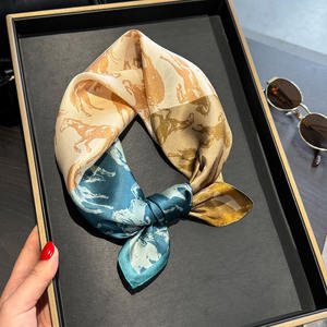 春夏奢华桑蚕丝巾女包设计师马印花小方100% 真丝围巾头巾 - Product Image 1