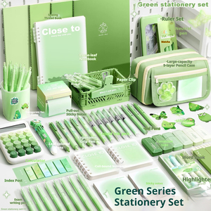 Bolsa de Papelería de Gran Capacidad con Diseño Verde Personalizado al por Mayor, Kit de Papelería para Niños, Set de Papelería para Regalos de Festivales - Product Image 1