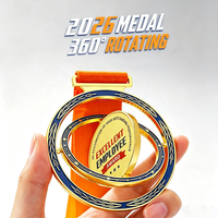 Médaille personnalisée vierge en alliage de zinc avec impression UV 7. Trophée rotatif personnalisé à faible MOQ avec logo pour tournoi sportif, souvenir