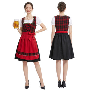 Vestido de Oktoberfest para Mujer, Diseño a Cuadros Rojos y Negros, con Cordones, Disfraz de Fiesta para Adultos - Product Image 3