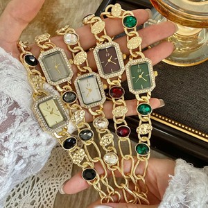 Fashion Irregular Geometric Chains Quartz Wristwatch Colorful Stone <strong>Rectangular</strong> Dial Diamond-Encrusted Womens Quartz <strong>Watch</strong> - Product Image 1