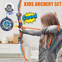 Arc et flèche pour enfants avec cible et carquois, jeu de tir à l'arc avec LED lumineuse et son, jouets d'intérieur et d'extérieur, 8 flèches à ventouse