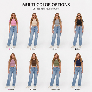 Fabricant de vêtements de mode OEM ODM : T-shirt court ajusté en coton pour femme, 100 % coton, col rond, marque privée - Product Image 2