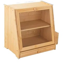Caja de pan de bambú con cajón y soporte para palillos, almacenamiento de cocina para pan, repostería, pasteles, organizador de alimentos, madera de color sólido - Product Image 5
