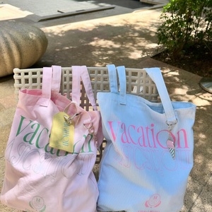 Eco Friendly Pink Foldable Shopping Bag Custom Logo Tote Bag Reusable Lightweight Washable Canvas Grocery Bag - Product Image 6