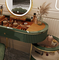 Miroir de coiffeuse moderne, miroir de table à maquillage, commode en bois avec tiroirs, coiffeuse avec miroir et lumières