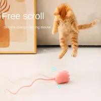 Jouets interactifs pour chats USB électrique Intelligent Rolling Ball jouet chats Pet Silicone rotation automatique souris queue chaton Teaser Stick