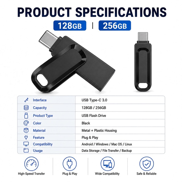 Android Phone Tablet OTG Pen Drive Ultra Dual Drive Type-C 128GB 256GB 150MB/s for Backup Genuine Channel Stock