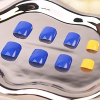 Vente en Gros de Faux Ongles en Plastique Abs sur le Thème Bleu, Pointes d'Ongles d'Été, Nail Art de Pied de Couleur Unie Jaune, Ongles Artificiels pour les Orteils
