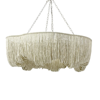 Lustre en bois perlé de style farmhouse, moderne, salon, bohème, coquille de noix de coco