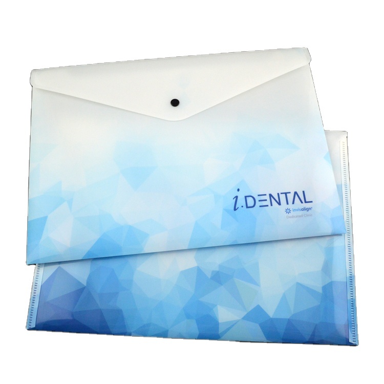 Factory Wholesale Customized A4  PP Plastic Bag Button Closed  Envelope Folder